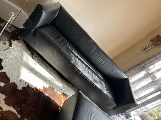 Set divano-poltrona-pouf Gelderland 4800 in pelle nera