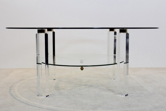Lucite, Messing en Glazen Salontafel, Koffietafelboeken, Hollywood Regency (foto 7 van 7)