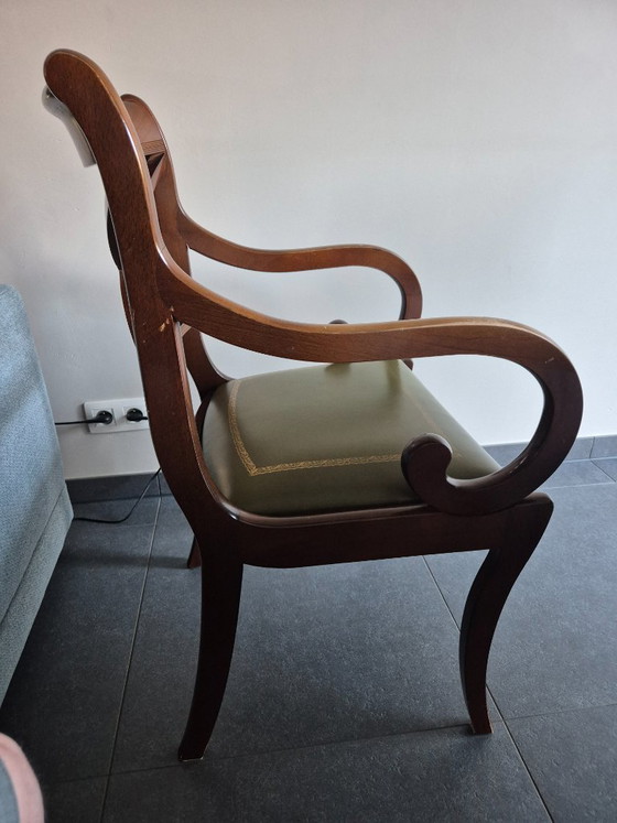 Image 1 of Chaise de bureau de style Régence/Empire en acajou et cuir