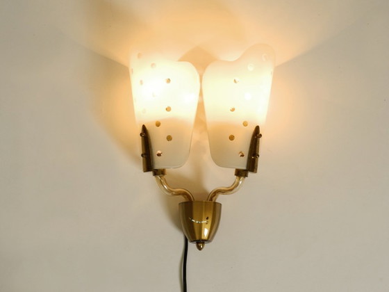 Image 1 of Very beautiful large original Mid Century Modern wall lamp made of brass and glass