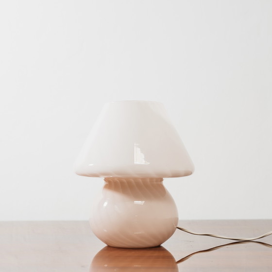 Image 1 of Pair of Murano Mushroom Rose Table Lamps, 1970s Design, Pink Shade
