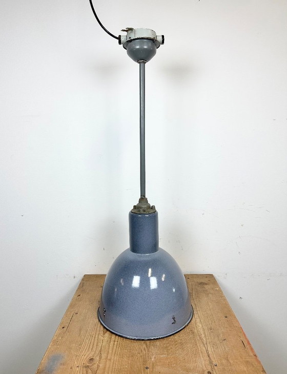 Image 1 of Industriële plafondlamp van grijs emaille van Elektrosvit, jaren 50