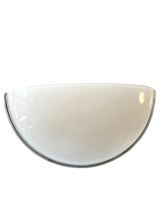 Image 1 of Murano opaline glazen set van 4 wandlampen door Vetri, Italië 1980