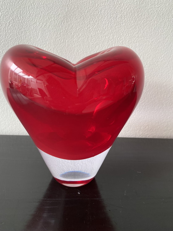 Image 1 of Vintage Murano Red Heart Vase attributed to Salviati Cuoricino Model