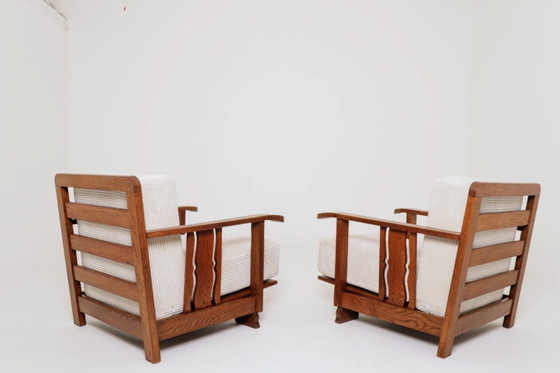 Image 1 of Vintage armchair brutalism style off white corduroy 1960