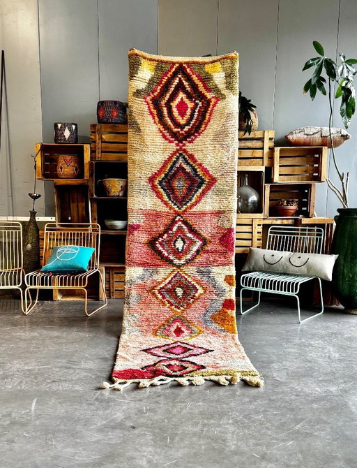 Moroccan Runner Rug 80 x 300 cm – Handmade Wool Berber Hallway Rug with Geometric Pattern