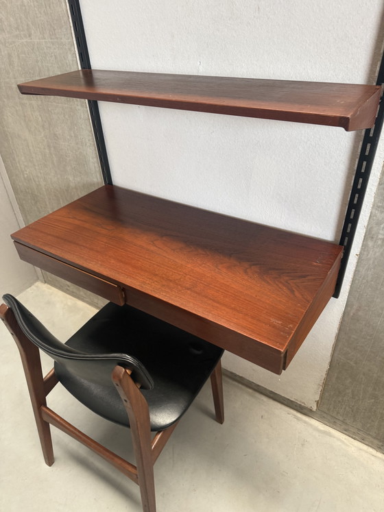 Image 1 of Kai Kristiansen teak desk wall shelf set from the 1960s