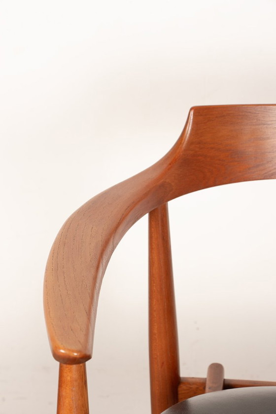 Image 1 of Sedia da ufficio in olmo massiccio e skai, prima edizione, modello ST 750 Arne Wahl Iversen per Niels Eilersen 1959.