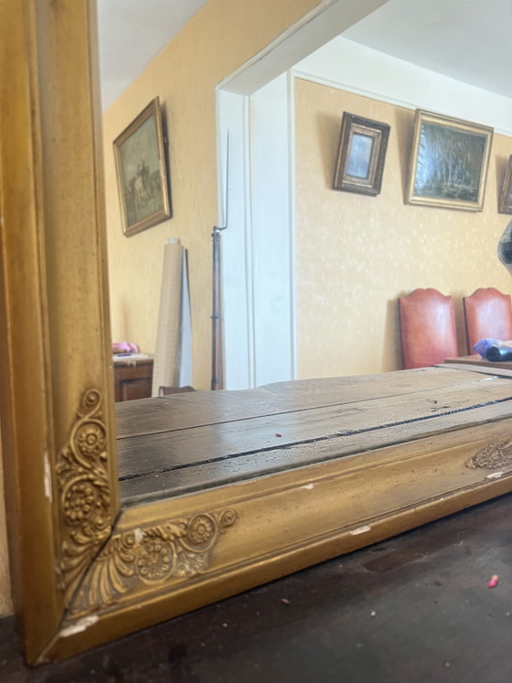 Image 1 of Großer antiker Spiegel im Stil Napoleons III., vergoldet