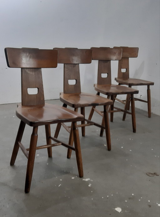 Set of 4 Brutalist dining chairs