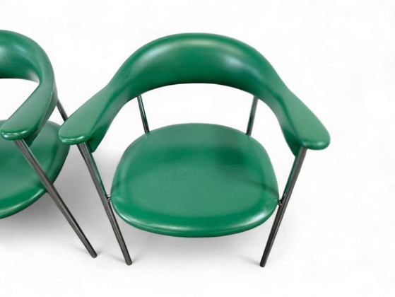 Image 1 of Ensemble de 2 chaises/fauteuils/méridiennes vintage vertes