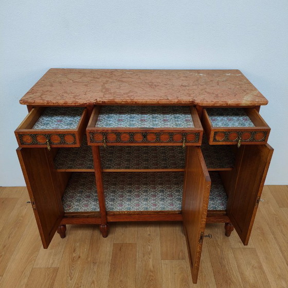 Image 1 of Antique vintage sideboard chest of drawers bathroom vanity with marble top