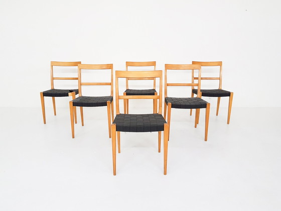 Image 1 of Set of 6 Vintage Bruno Mathsson Mimat Mi401 dining chairs, Sweden 1932