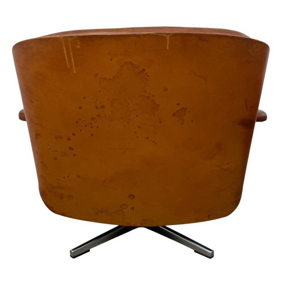 Image 1 of Set di poltrone girevoli vintage in pelle color cognac di Eugen Schmidt
