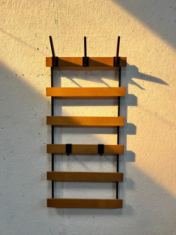 Vintage 1970s Wall Coat Rack, Pine, Teak and Metal – Wood (photo 9 of 9)