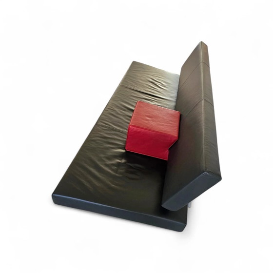 Martin Visser BR 02.7 / Slaapbank / 't Spectrum / Jaren 80 / Zwart leer / Rood kussen – Slaapbanken, Leather (photo 3 of 13)