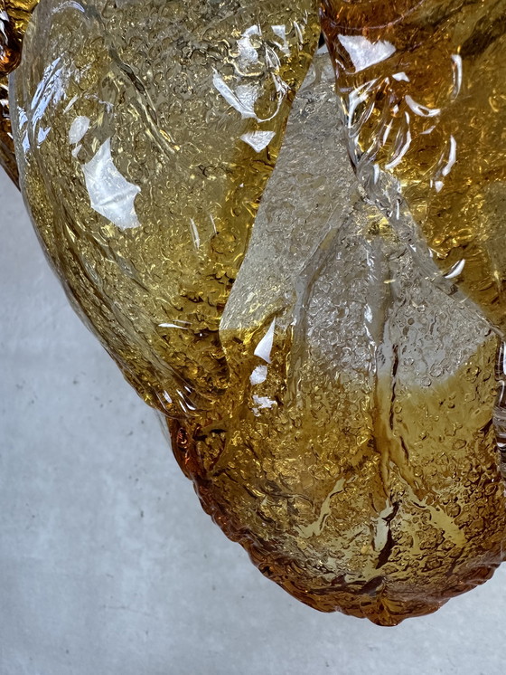 Image 1 of Vintage Murano 'Gefrorene Blätter' Kronleuchter - Zweifarbig