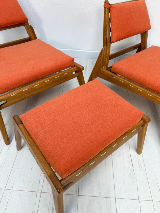 Image 1 of 1960s Vintage ‘Hunting Chair’ Lounge Seating Set with Ottomans by Heinz Heger for PGH Annaberg-Buchholz