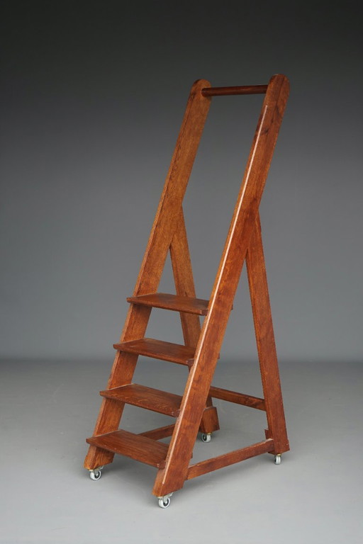 Scaletta da biblioteca vintage in rovere del XX secolo – decoratieve objecten, Wood