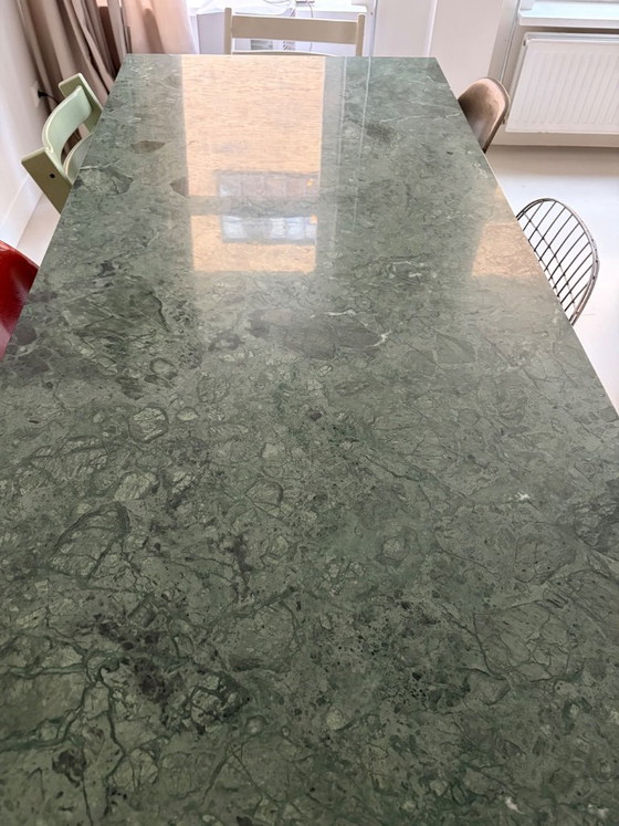 Aime Té Design Dining table – Green Marble – 200 X 90 Cm €950 – rvs (photo 4 of 7)