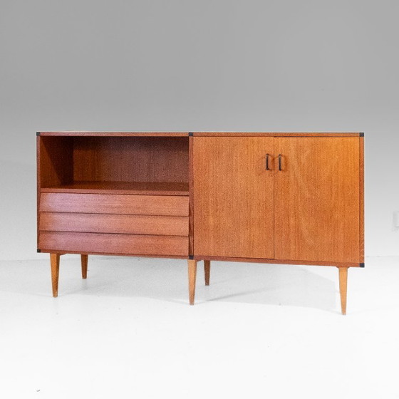 1x 1960s Vintage Teak Sideboard with Drawers in Scandinavian Style – Wood (photo 2 of 27)