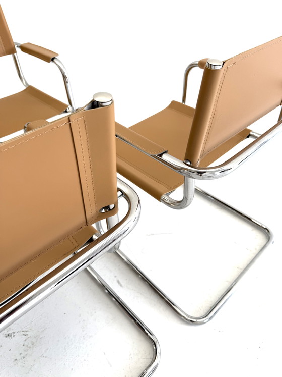 Set van 6 vintage buisframe eetkamerstoelen, Italië ‘80 – Chrome, Plastic (photo 7 of 15)