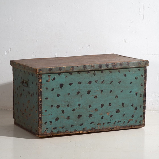 Antieke volksgeschilderde grenen kist – Centraal-Europa, circa 1850 – Opbergkast, Iron, Rustic (photo 8 of 16)
