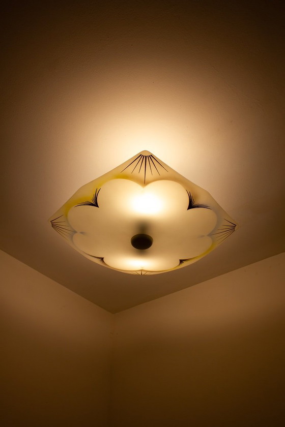 Image 1 of 1950s/60s mid-century art deco ceiling lamp flower