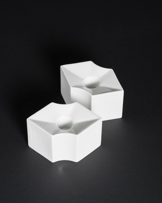 Image 1 of Vintage ROSENTHAL Sami Wirkkala Duitse bisque porseleinen vaas en kandelaars