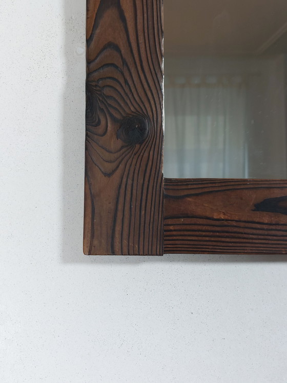 Image 1 of Vintage minimalistische wandspiegel van gebeitst hout