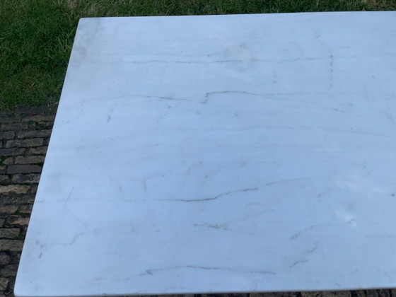 Image 1 of Tavolo da giardino, tavolo da bistrot con piano in marmo, stile Art Déco francese