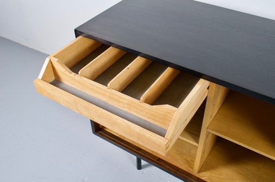 Image 1 of FLORENCE KNOLL SIDEBOARD MODEL 116 WOOD, LEATHER AND RAFFIA 1960