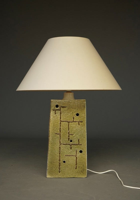 Mid-Century Ceramic Table Lamp With Abstract Design, 1970s (photo 3 of 16)