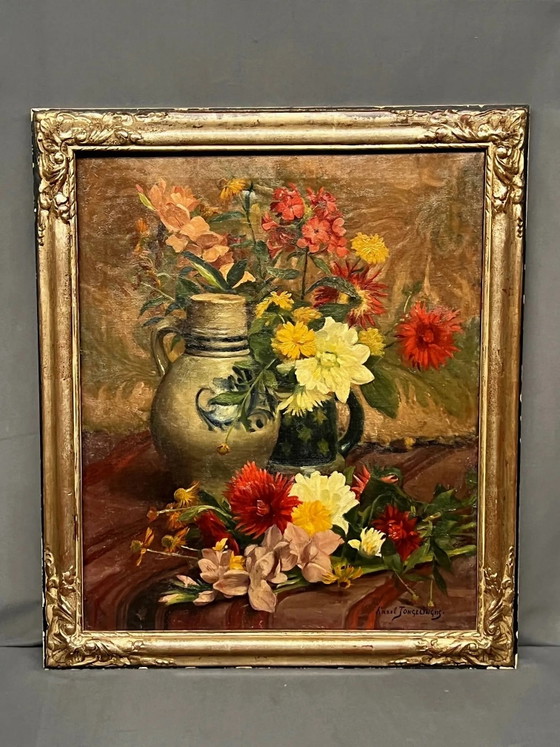 Karel Jongelinghs ( ) “Stilleven met bloemen”. – Schilderijen & Tekeningen, Canvas (photo 2 of 8)