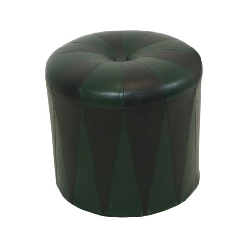Vintage Green Black Pouf