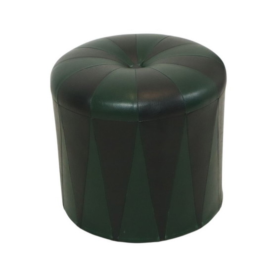 Image 1 of Vintage Green Black Pouf
