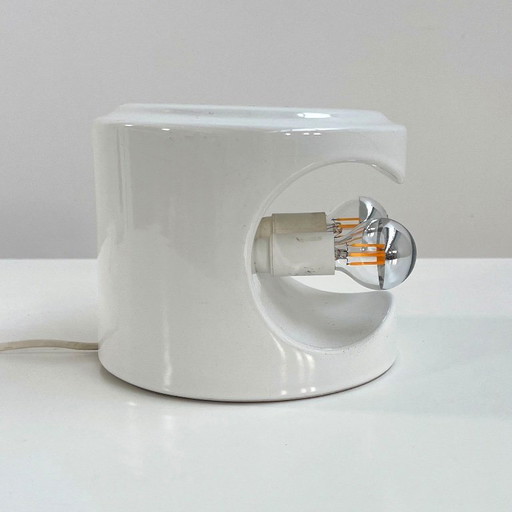 White Stacking Ceramic Table Lamp from Perdomello 70 Italy, 1970s