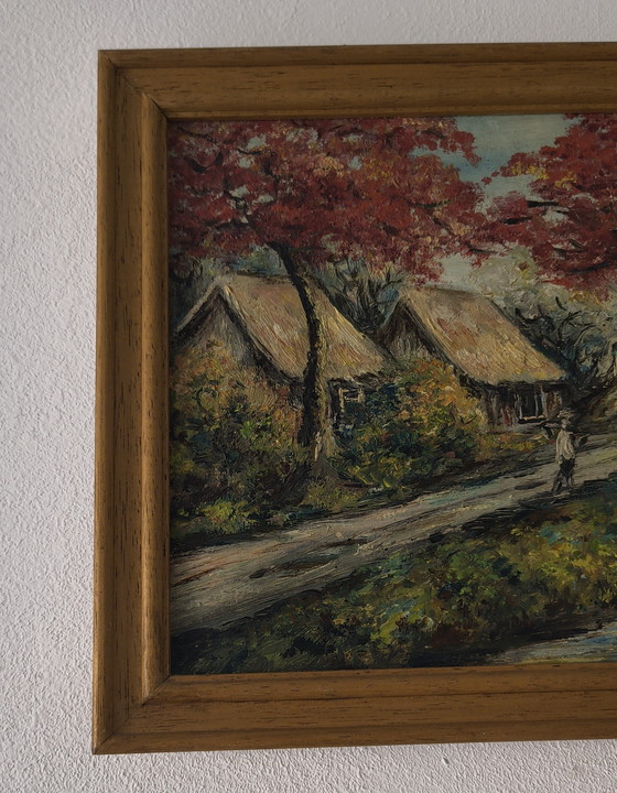 Image 1 of Painting with a typical Indonesian landscape