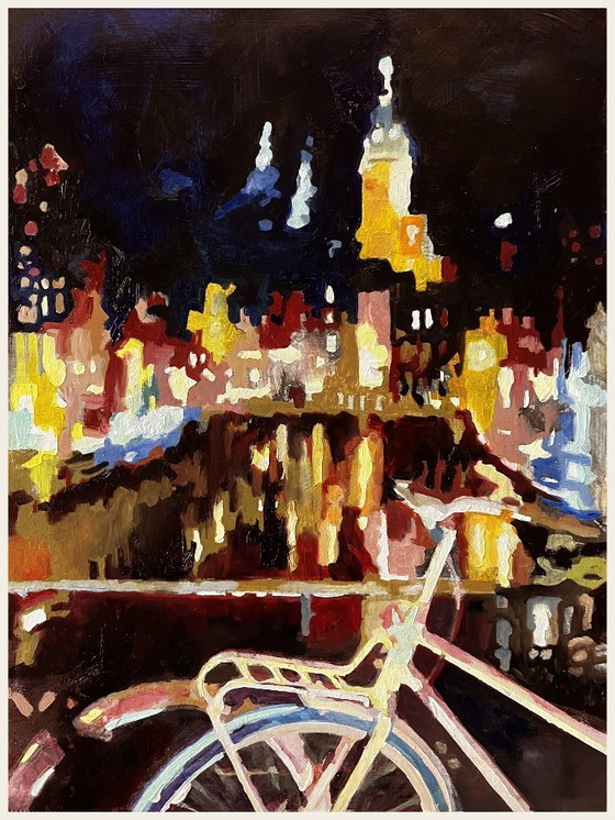 Image 1 of Villes nocturnes, série de peintures à l'huile 30 x 40 cm