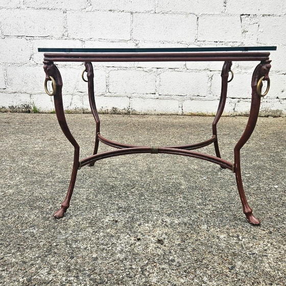 Image 1 of Tavolino da caffè francese d'epoca in ferro e vetro - Tavolino da cocktail - Tavolino da salotto - Anni '80