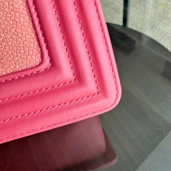 Image 1 of Chanel Boy Small - Stingray Pink Ruthenium Silver Hardware Serie 18