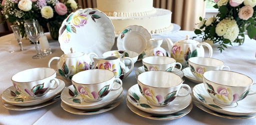 Lomonossow – Porzellan-Teeservice mit handbemalten Rosen