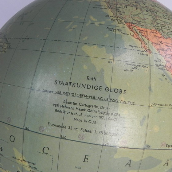 Image 1 of Rath Globe of papier-mâché on a wooden base, 1975