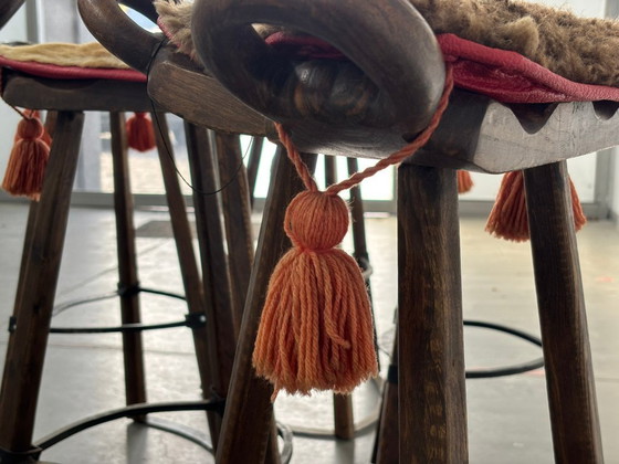 Image 1 of Vintage Brutalist Marbella Stools attributed to Sergio Rodrigues, 1970s, Set of 6