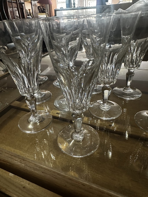 12 champagneglazen - Baccarat kristal, Carcassonne patroon - Uitstekende staat – glazen karaffen, Crystal (photo 2 of 12)