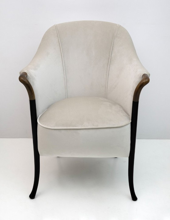 Image 1 of Paire de fauteuils italiens Giorgetti en velours "Progetti", années 1980