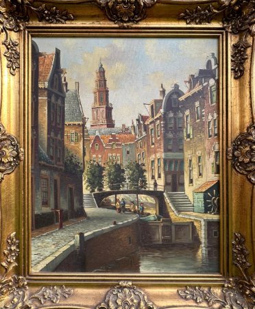 Image 1 of Pieter Cornelis Steenhouwer (1896-1972) - Ville hollandaise avec douves