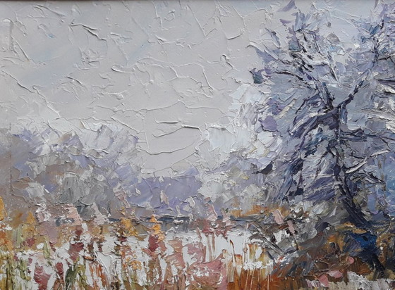 Original Oil Painting Nature Landscape Breath of Winter – Paintings & Drawings, Mdf (photo 4 of 8)