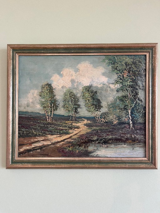 Olieverfschilderij met bomen