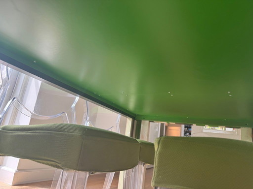 9 x Scab Igloo transparent chairs 9 x with lime green cushion